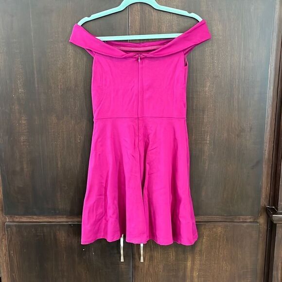 Lulus Season of Fun Magenta Pink Off-the-Shoulder Skater Dress Size M - Picture 3 of 5